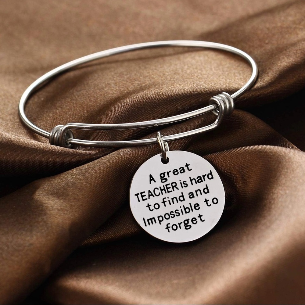 NWT Silver Bangle Bracelet with Teacher Charm